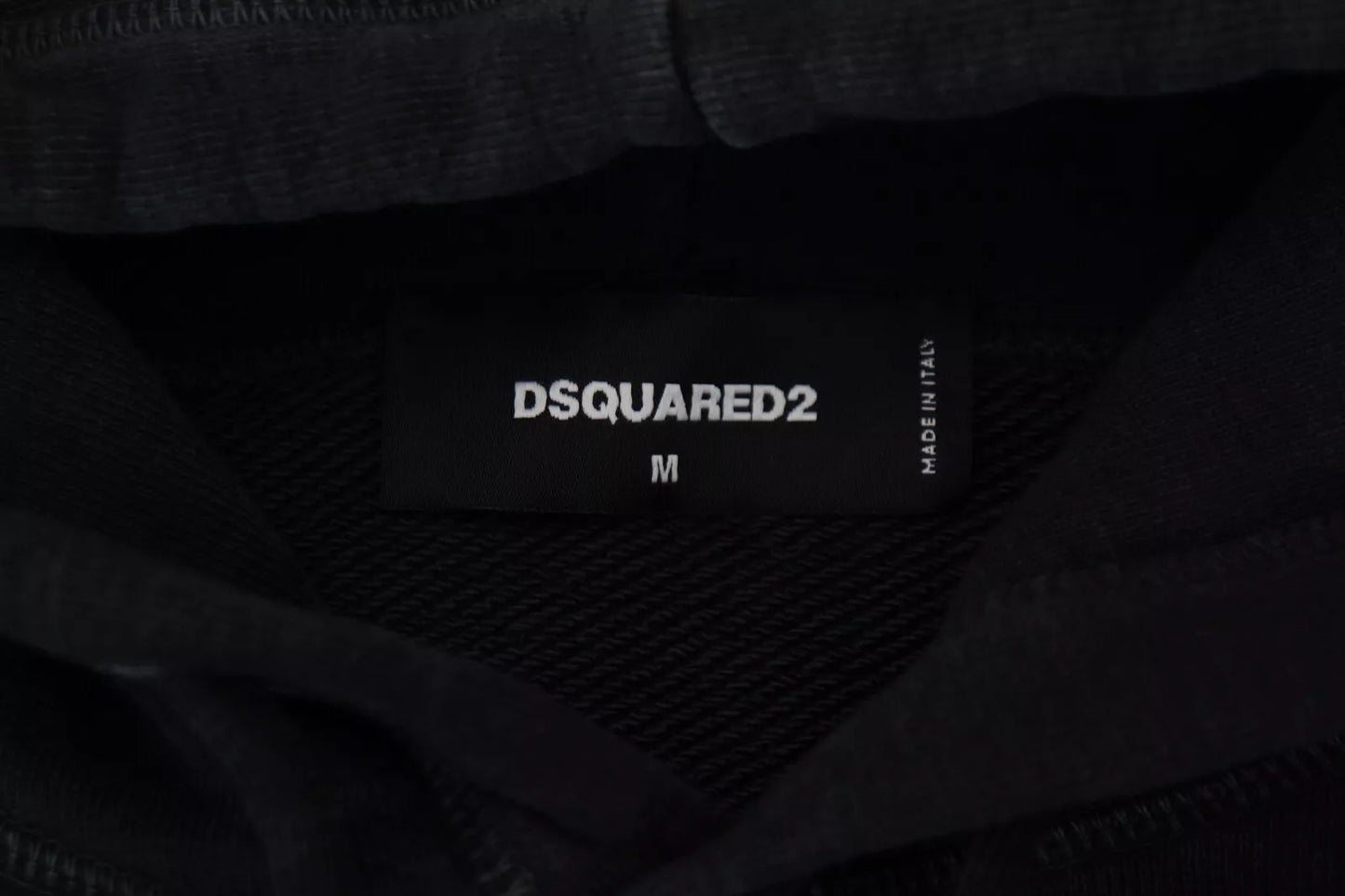 Dsquared² svart bomullströja med huvtryck för män