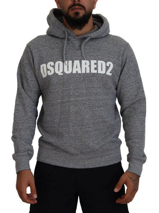 Dsquared² Grå bomull Hooded Logo Print Men Pullover Sweater