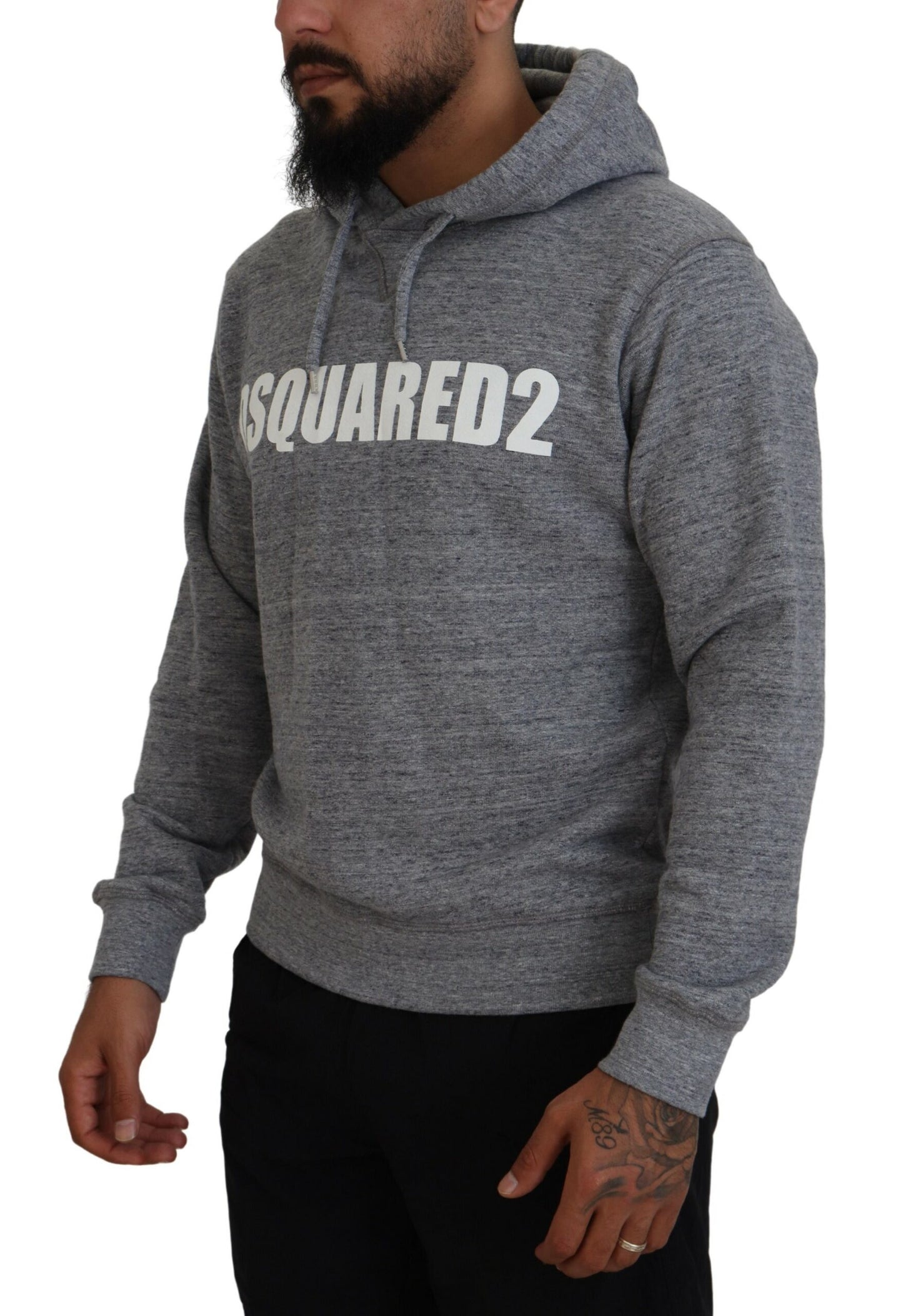 Dsquared² Grå bomull Hooded Logo Print Men Pullover Sweater