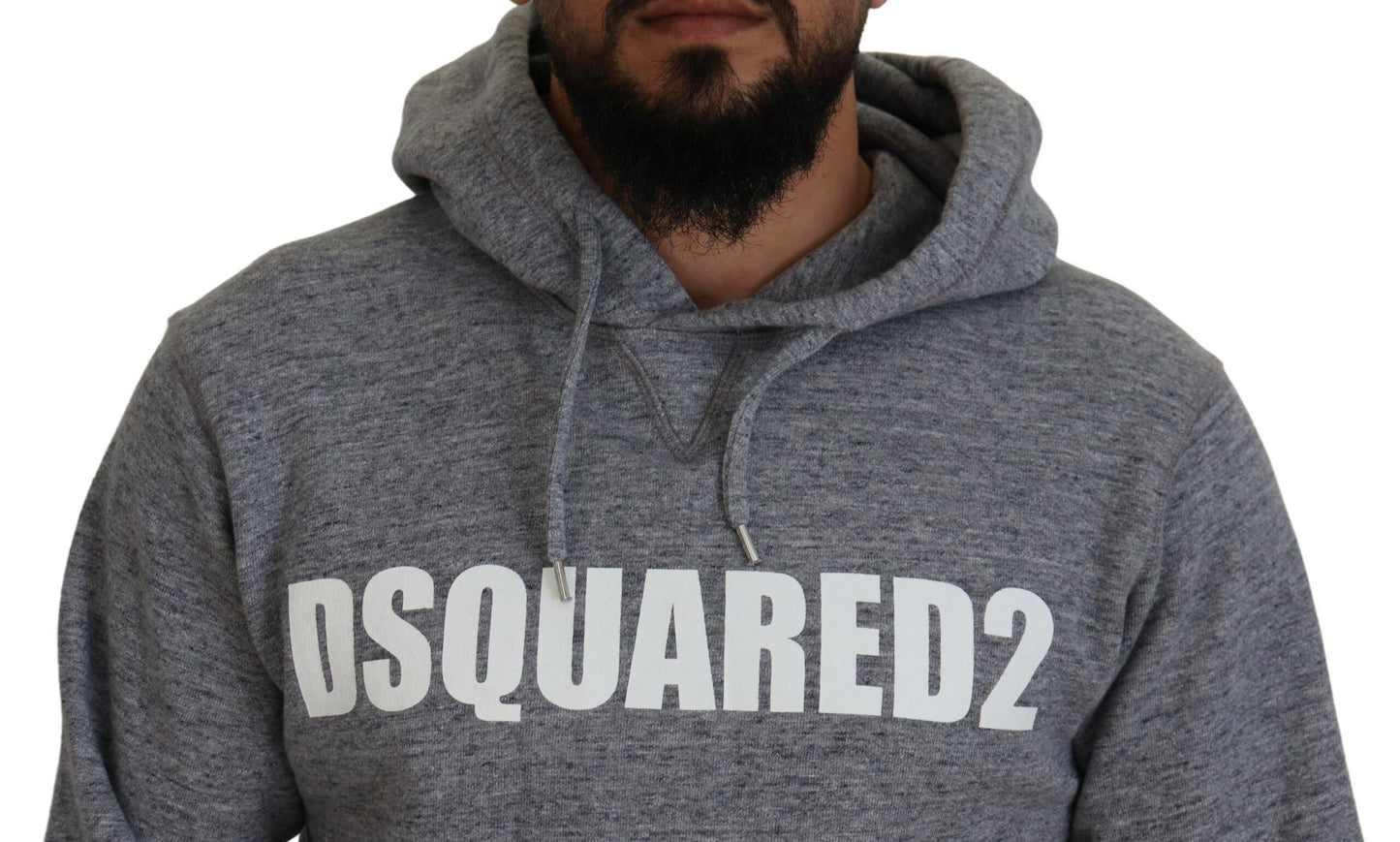 Dsquared² Grå bomull Hooded Logo Print Men Pullover Sweater