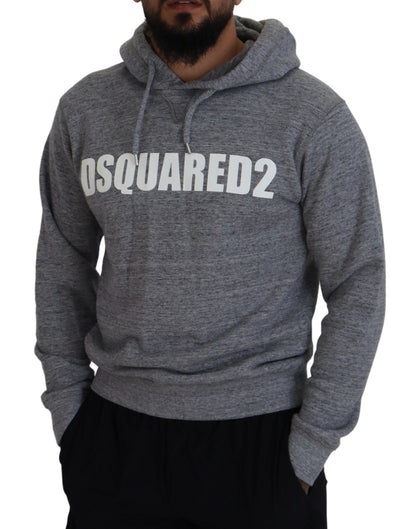 Dsquared² Grå bomull Hooded Logo Print Men Pullover Sweater