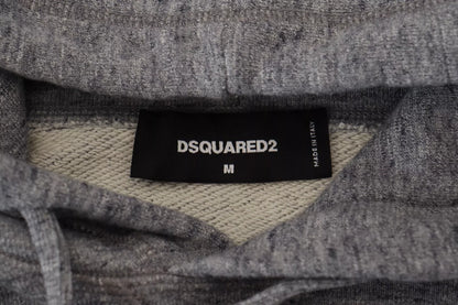 Dsquared² Grå bomull Hooded Logo Print Men Pullover Sweater