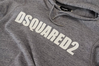 Dsquared² Grå bomull Hooded Logo Print Men Pullover Sweater