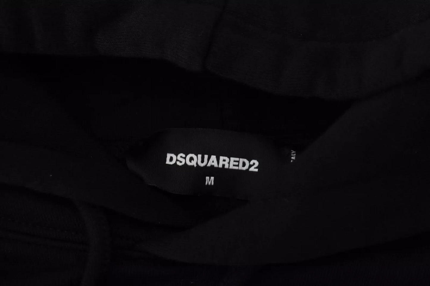 Dsquared² svart bomullströja med huvtryck för män