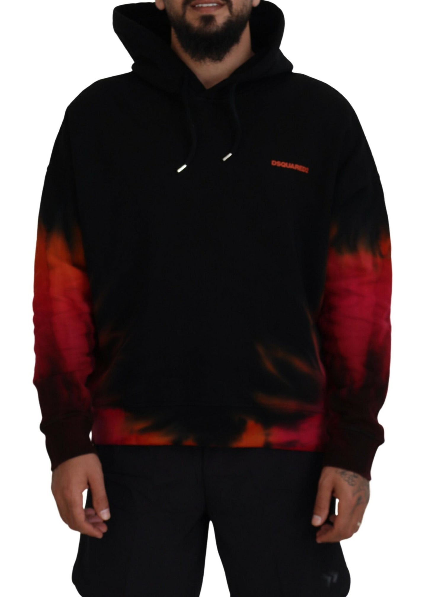 Dsquared² Svart Röd bomull Tröja med luva Tie Dye Pullover