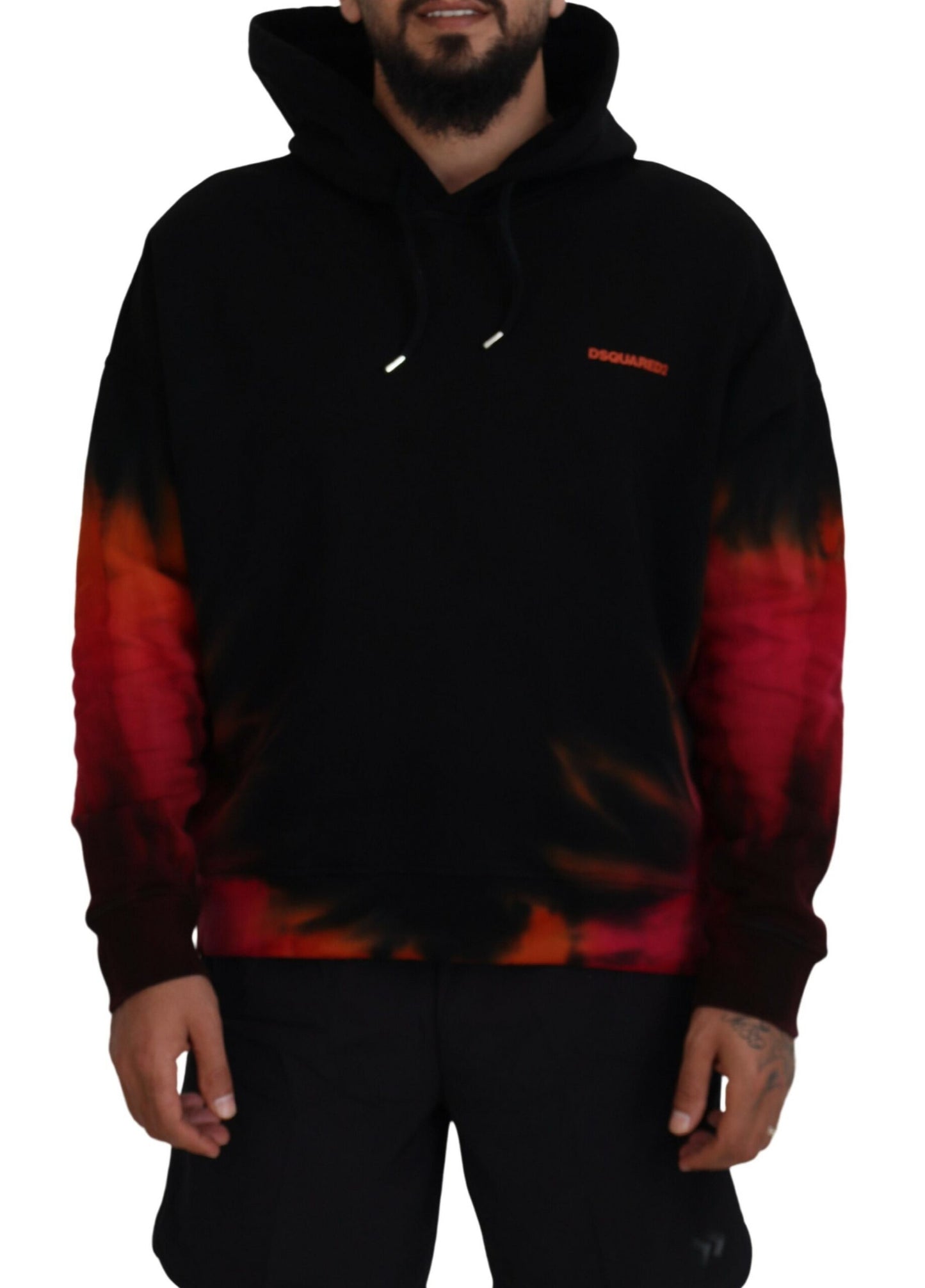 Dsquared² Svart Röd bomull Tröja med luva Tie Dye Pullover