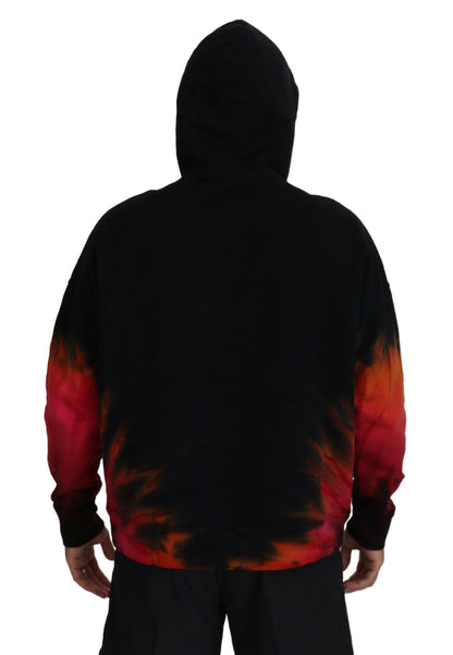 Dsquared² Svart Röd bomull Tröja med luva Tie Dye Pullover