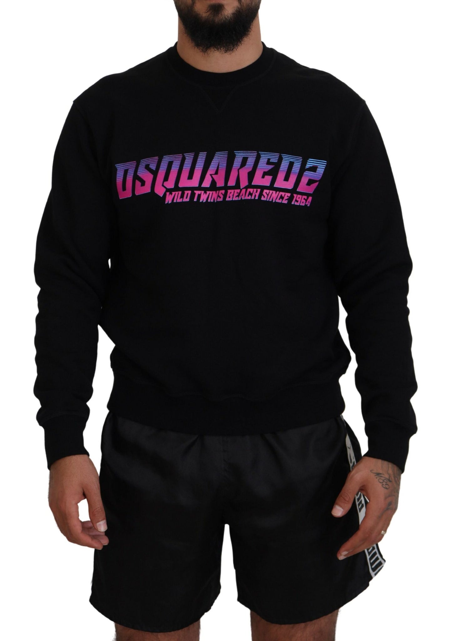 Dsquared² Svart logotyptryck långärmad tröja för män