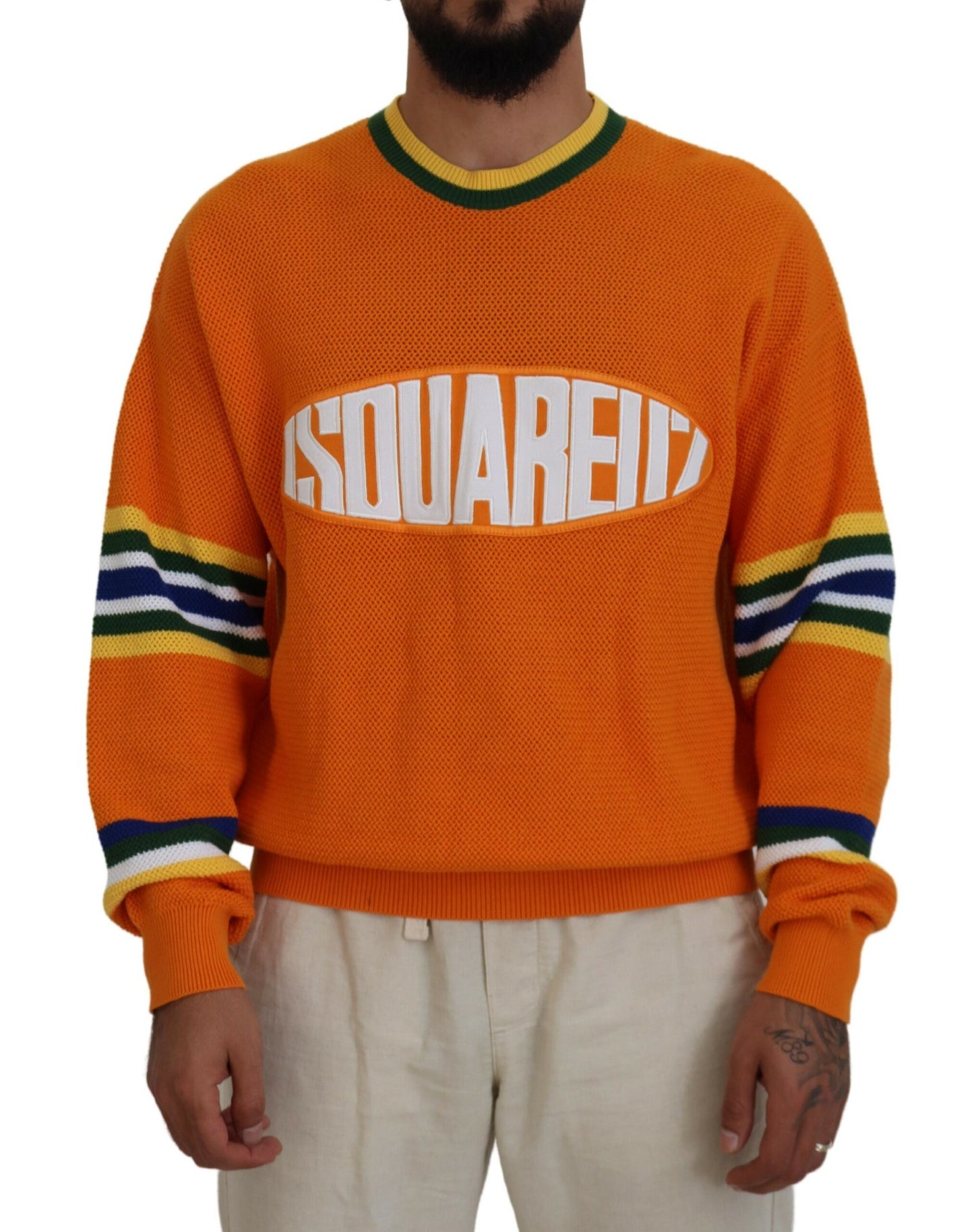 Dsquared² Orange tryckt långärmad tröja för män