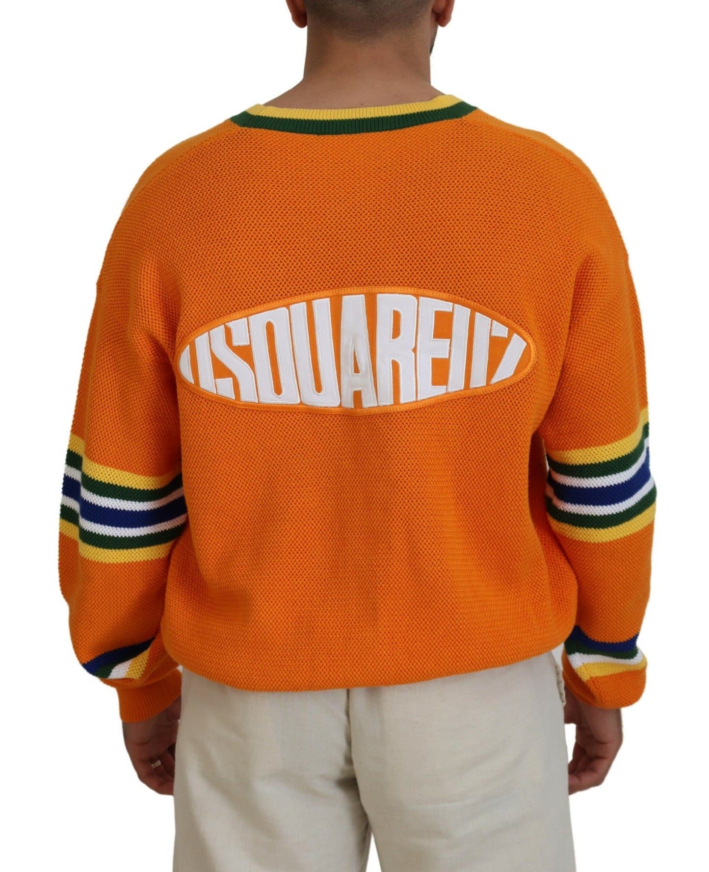 Dsquared² Orange bomull långärmad cardigan tröja för män