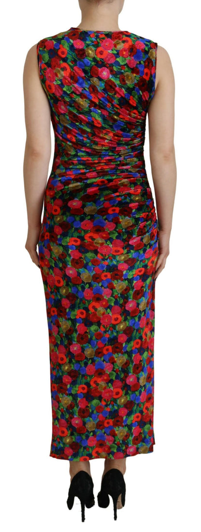 Dsquared² Multicolor Blommig Bodycon Ruched Maxiklänning