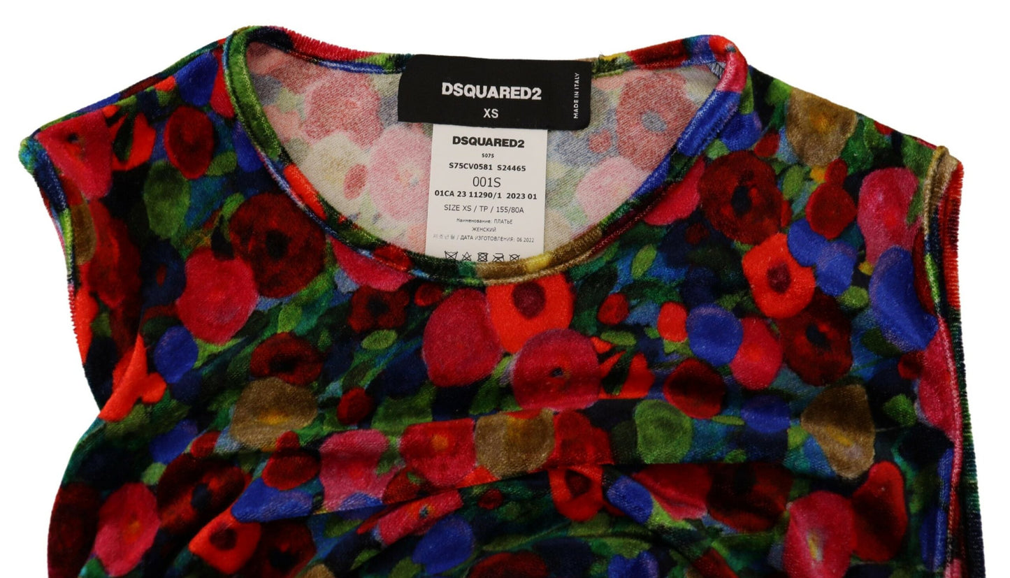 Dsquared² Multicolor Blommig Bodycon Ruched Maxiklänning