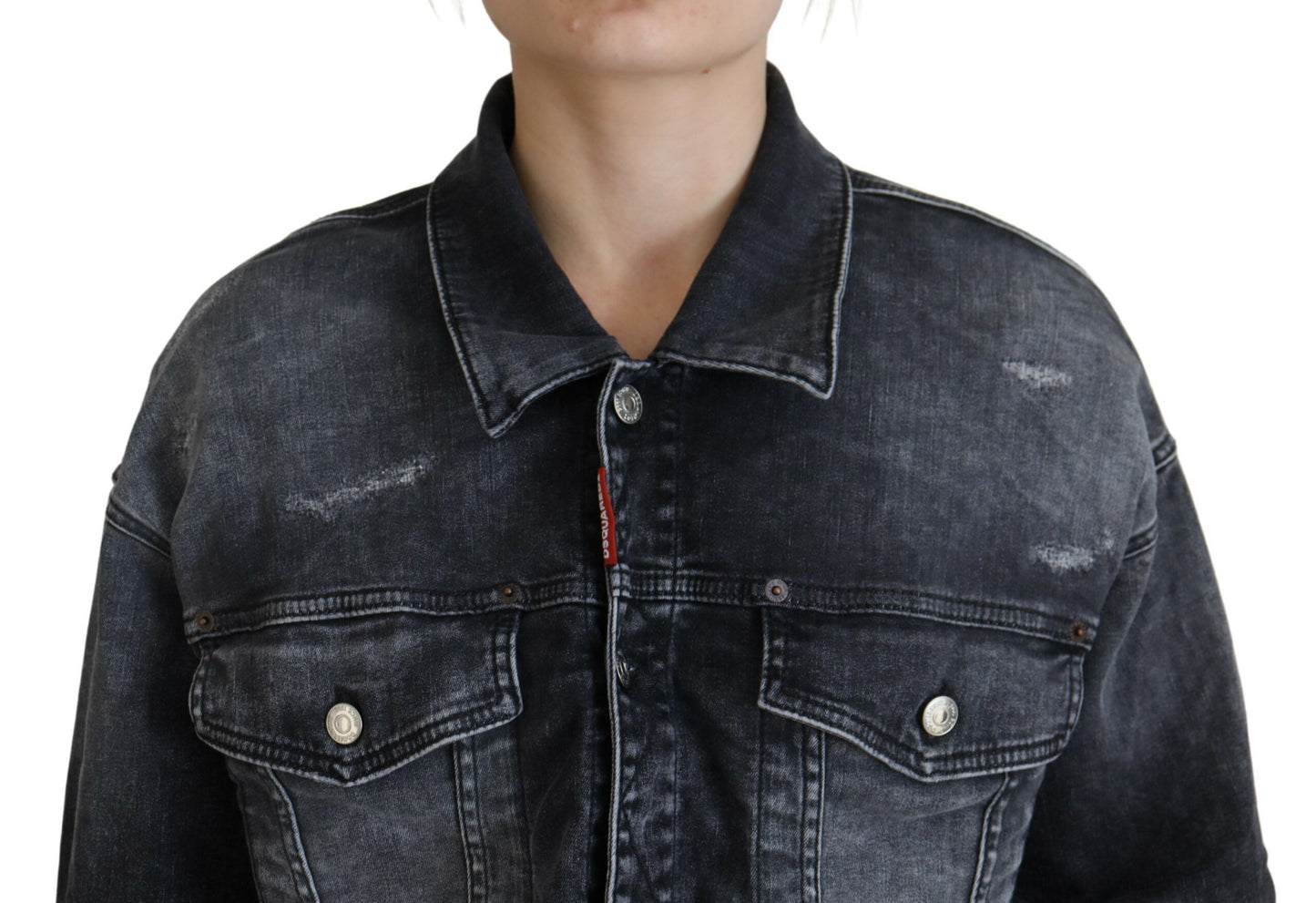 Chaqueta vaquera corta de algodón lavado gris de Dsquared²