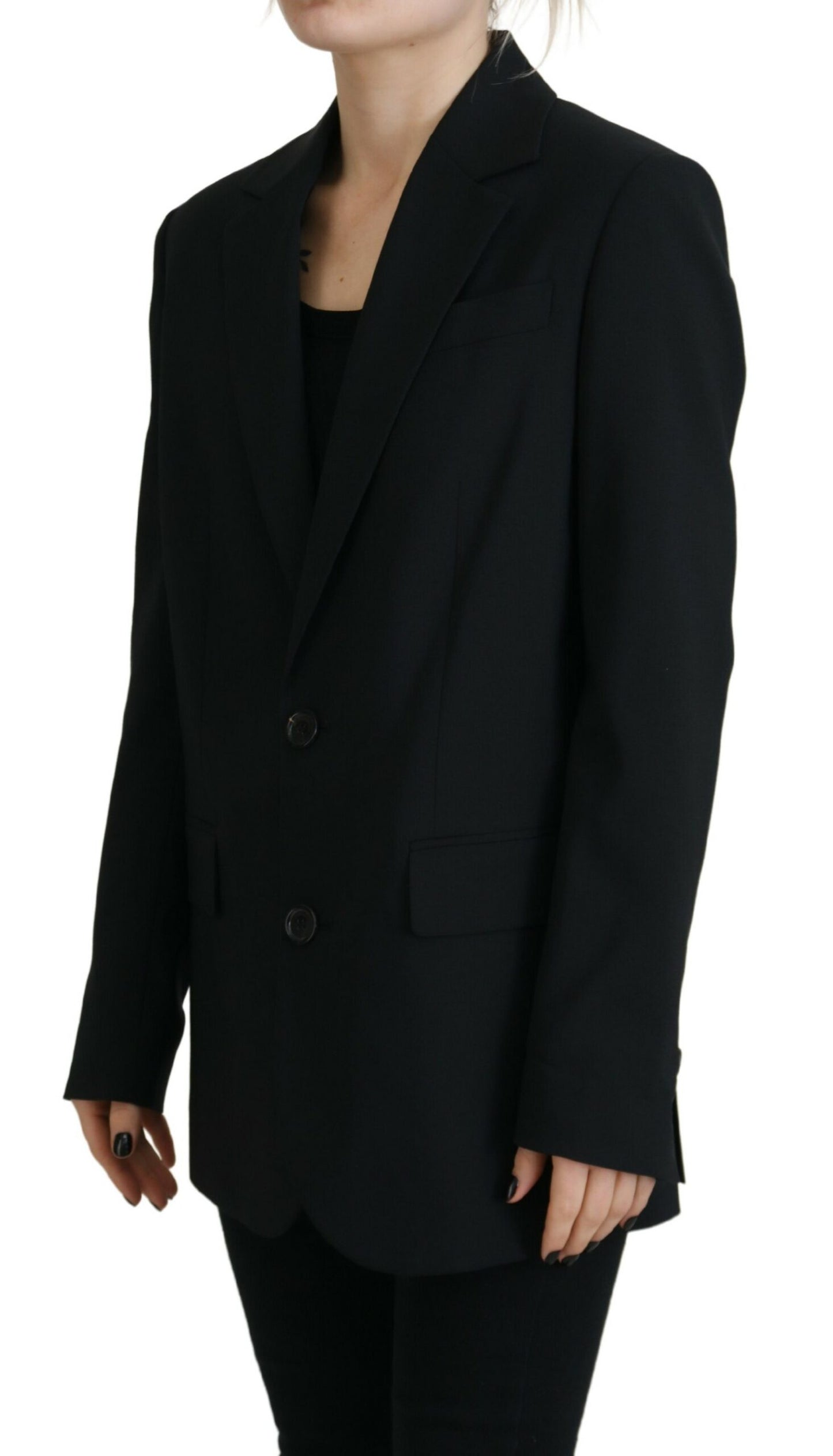 Dsquared² Black Flower Single Breasted Coat Blazer