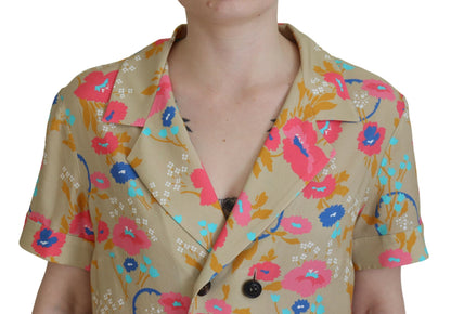 Blusa larga con botones en el frente y cuello con estampado multicolor de Dsquared²