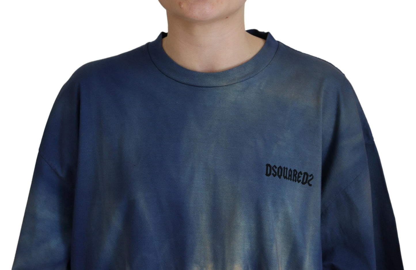 Dsquared² Blue Cotton Tie Dye Kortärmad Spets T-shirt