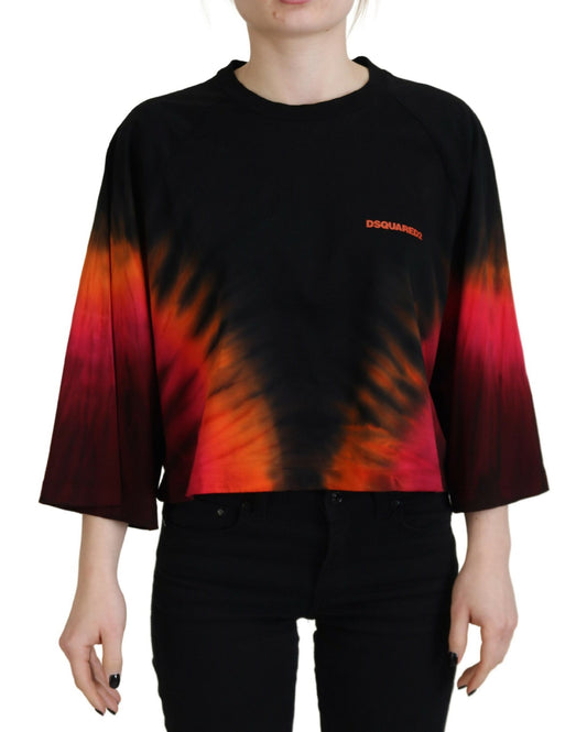 Dsquared² Svart bomull Tie Dye Crew Neck Casual Top