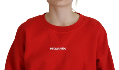 Suéter de manga larga y cuello redondo con estampado de logotipo rojo de Dsquared² para mujer