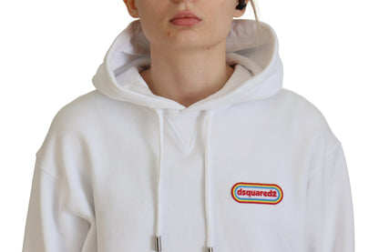 Sudadera con capucha y parche del logotipo en algodón blanco de Dsquared²