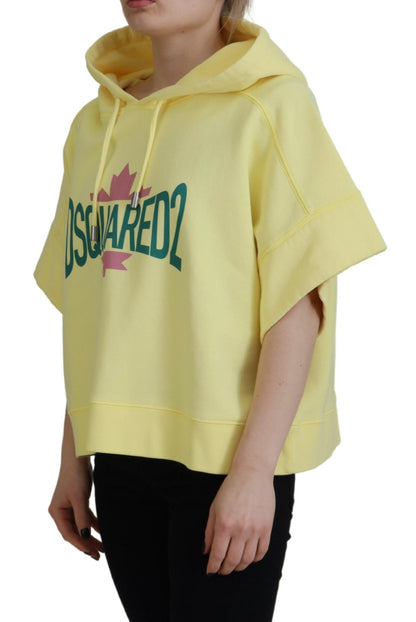 Sudadera con capucha y estampado del logotipo en algodón amarillo de Dsquared²