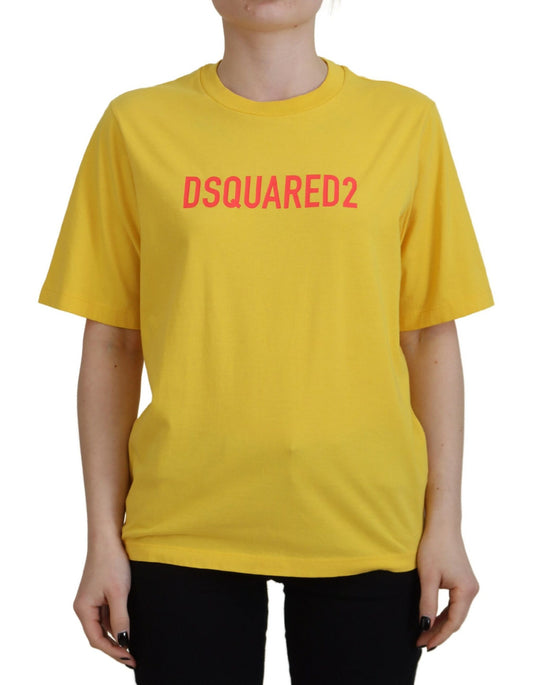 Dsquared² gul logotyp T-shirt med rund hals i bomull