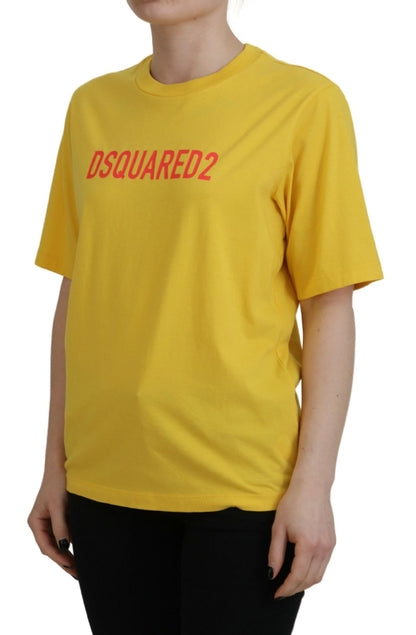 Dsquared² gul logotyp T-shirt med rund hals i bomull