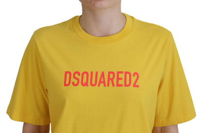 Dsquared² gul logotyp T-shirt med rund hals i bomull