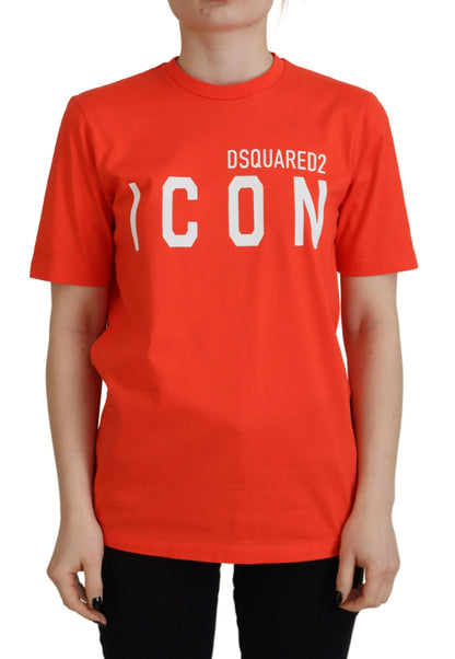 Camiseta de cuello redondo con icono East Tee de algodón brillante naranja de Dsquared²