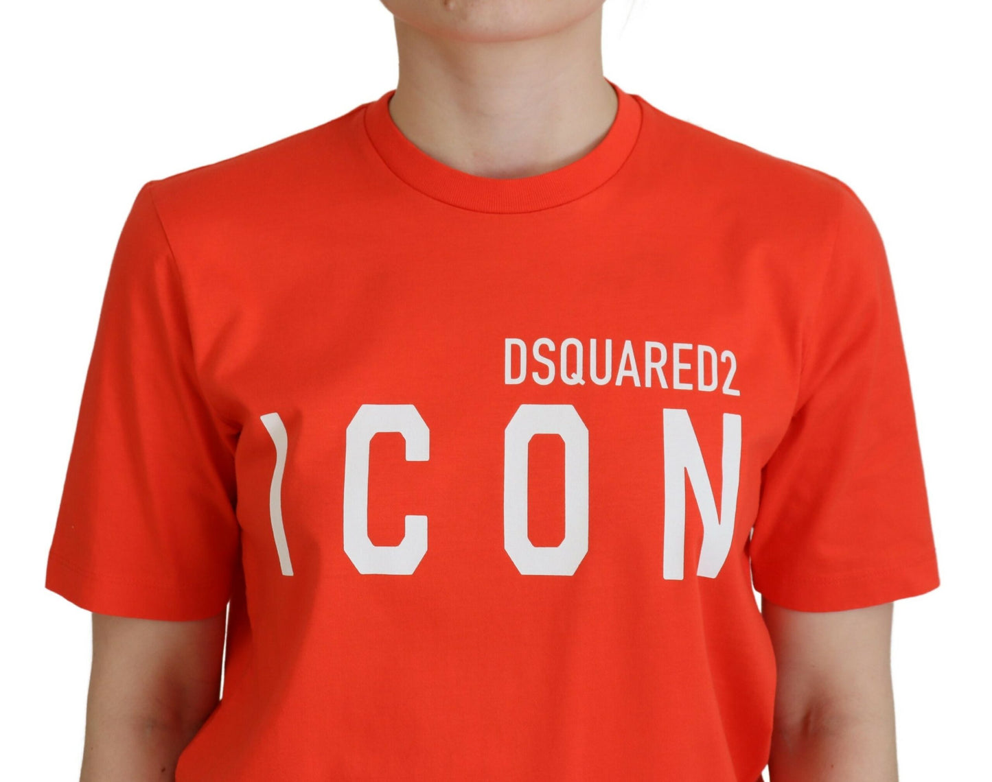 Camiseta de cuello redondo con icono East Tee de algodón brillante naranja de Dsquared²