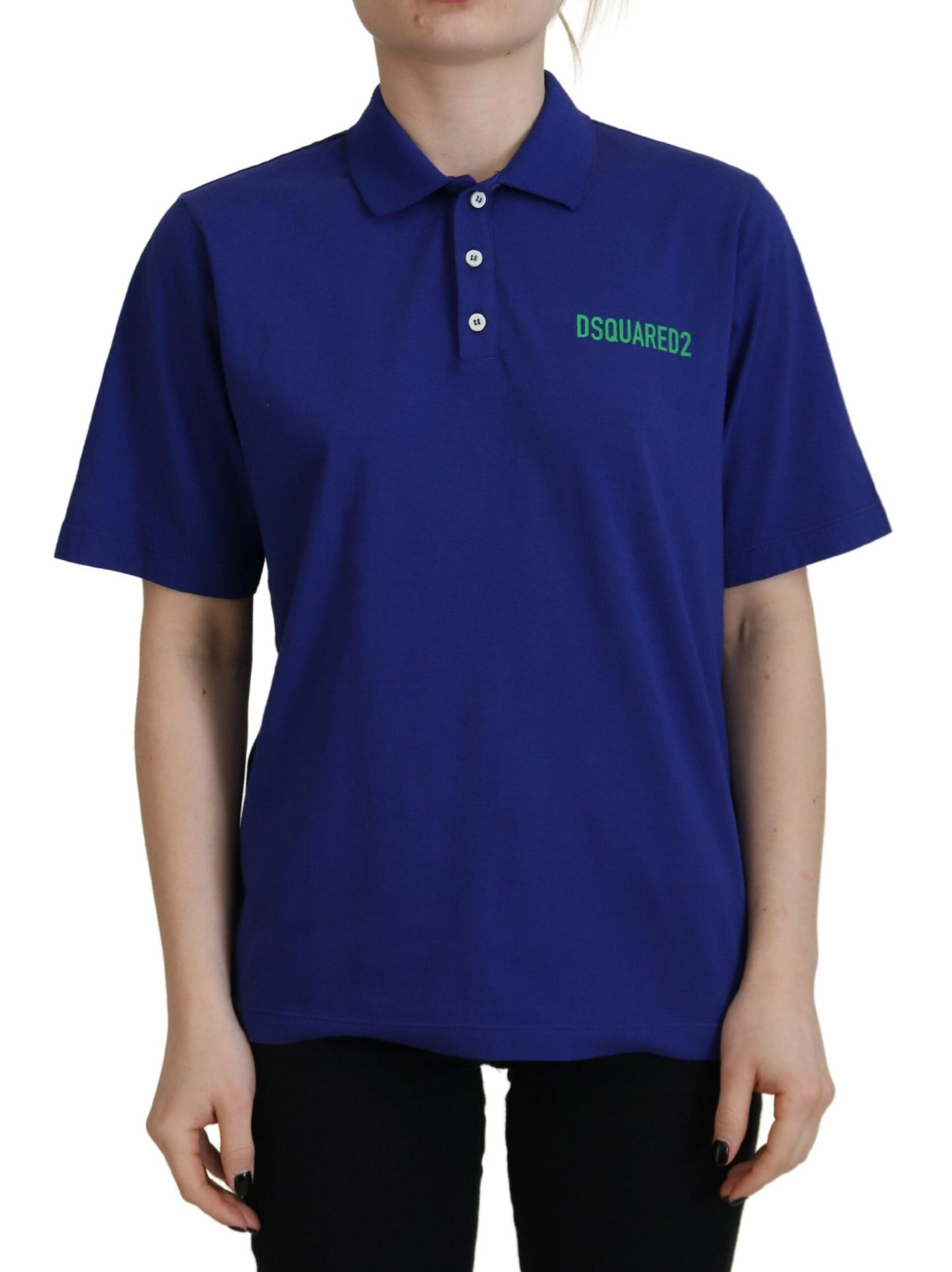 Camiseta polo de manga corta con cuello azul y textos de Dsquared²