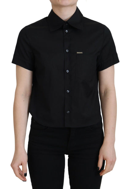 Polo de manga corta con botones y cuello negro de Dsquared²