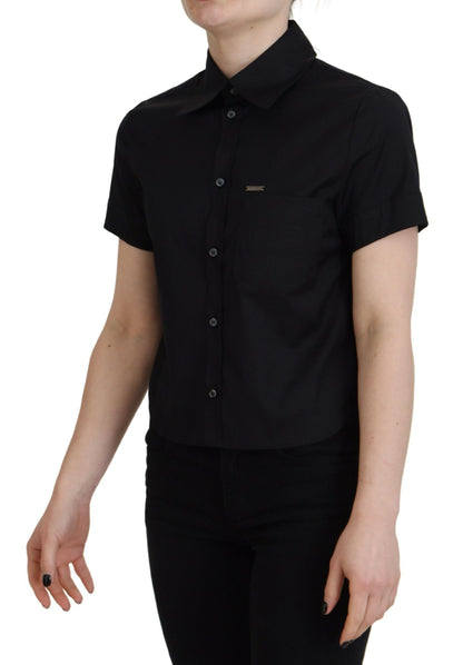 Polo de manga corta con botones y cuello negro de Dsquared²