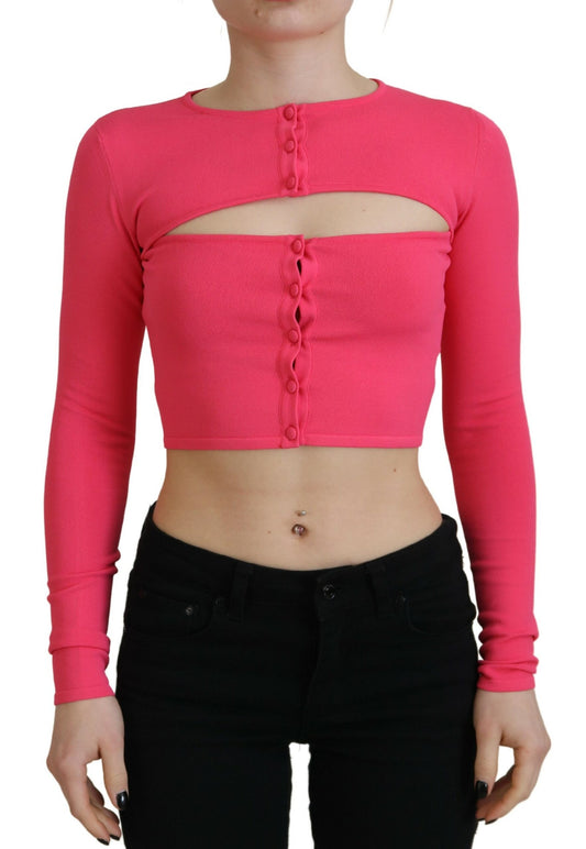 Dsquared² Pink Viscose Knit Öppen bröst långärmad topp