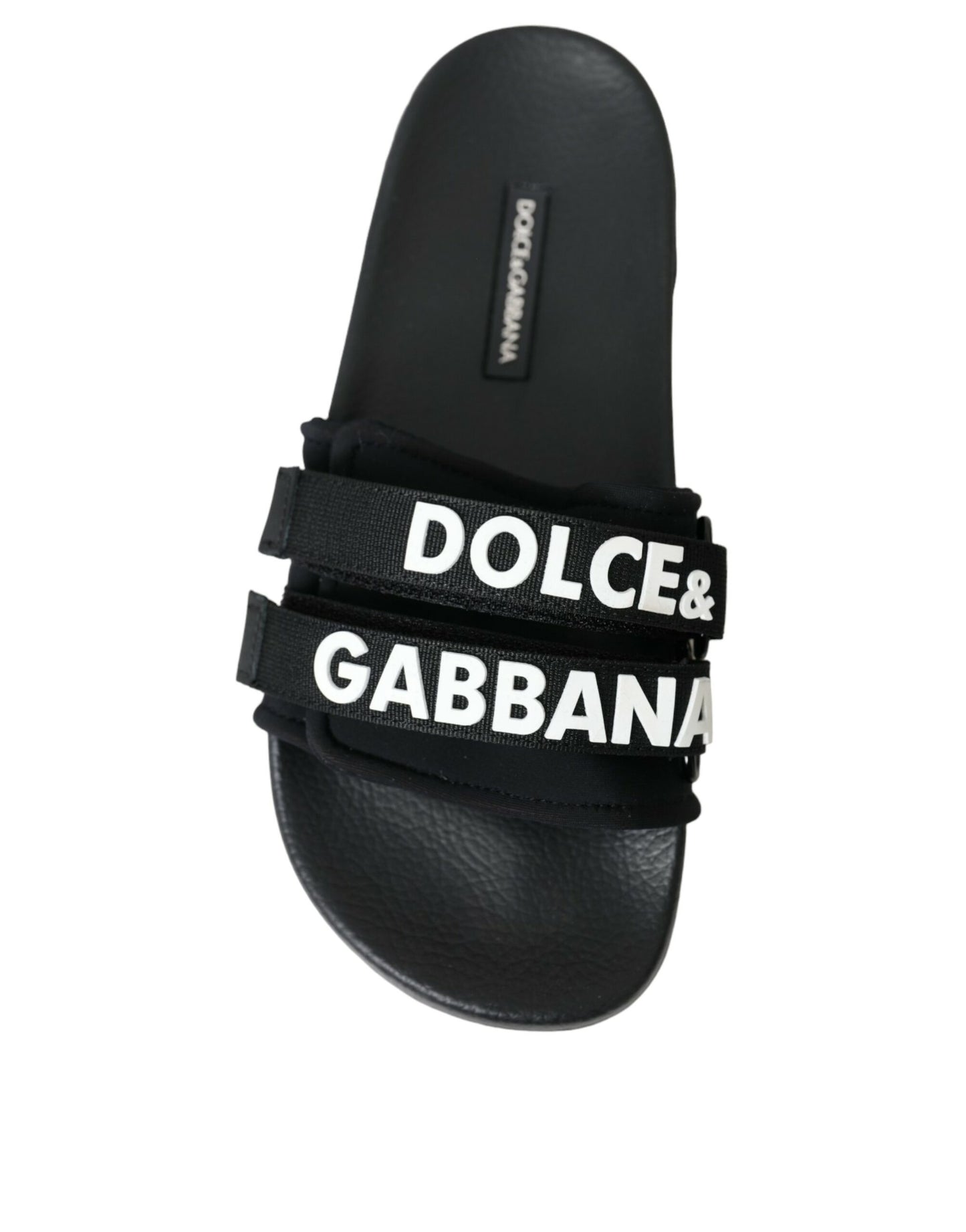 Dolce &amp; Gabbana Black Neoprene Slides Flats Beachwear Skor