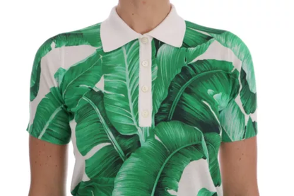 Camiseta polo de seda con estampado de plátano verde de Dolce &amp; Gabbana