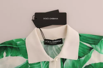 Camiseta polo de seda con estampado de plátano verde de Dolce &amp; Gabbana