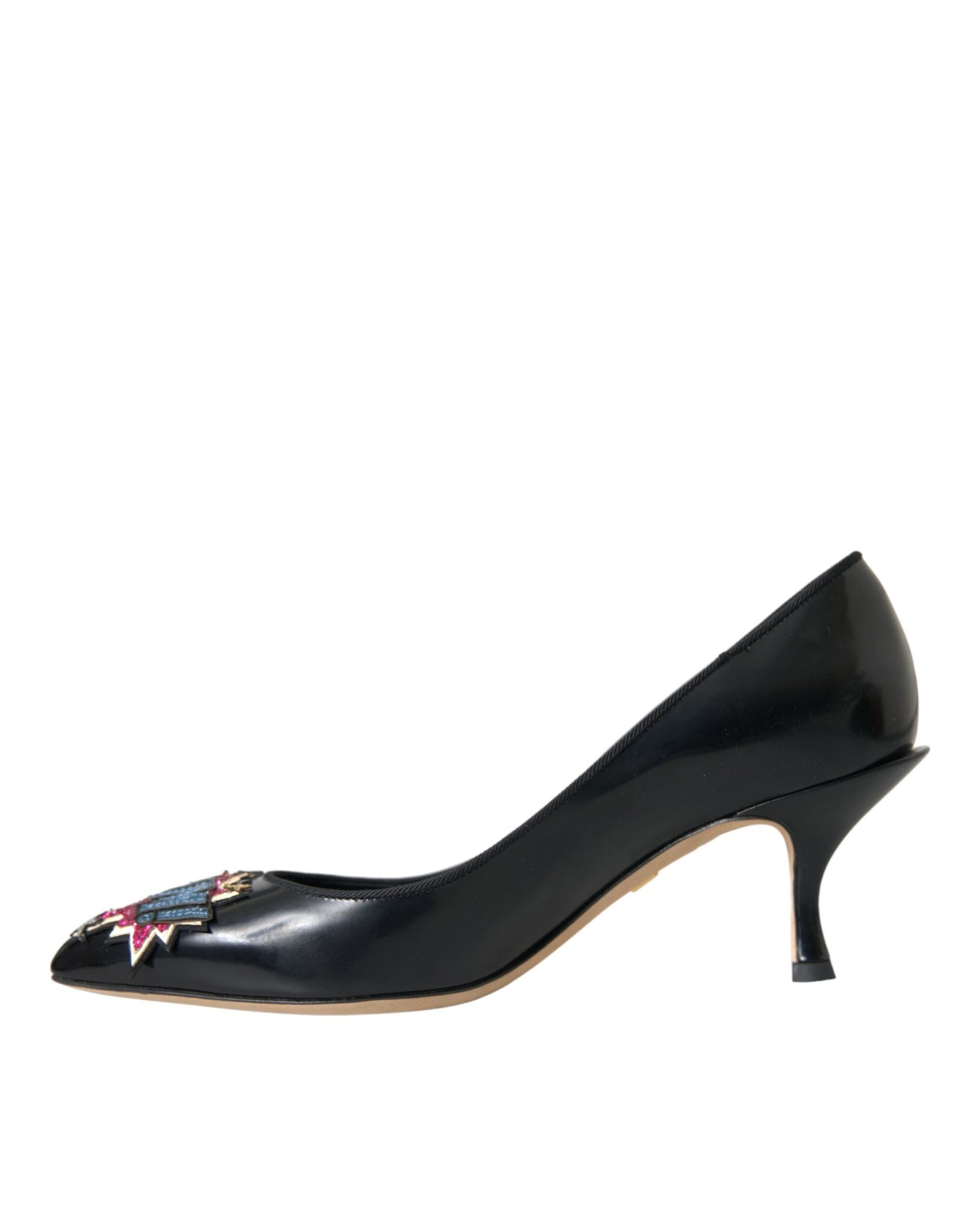 Dolce &amp; Gabbana svart läder BOOM Patch Heels Pumps Skor