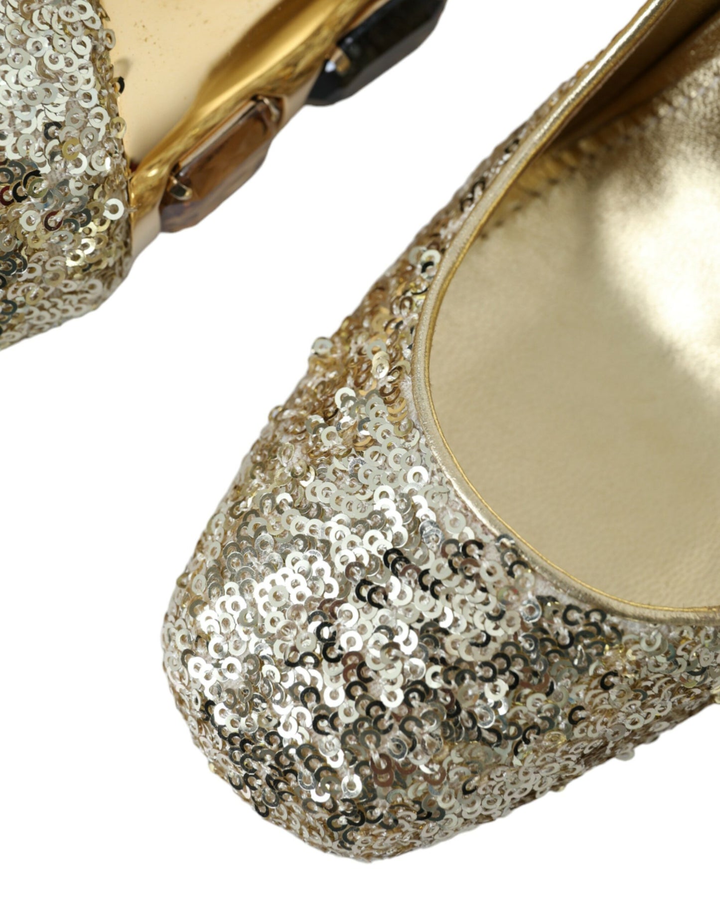 Dolce & Gabbana Gold Sequin Crystal Heels Pumps Shoes