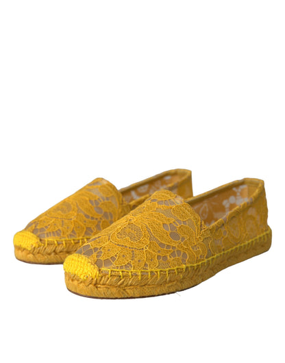 Dolce &amp; Gabbana Gul Taormina Spets Espadrille Loafers Flats Skor