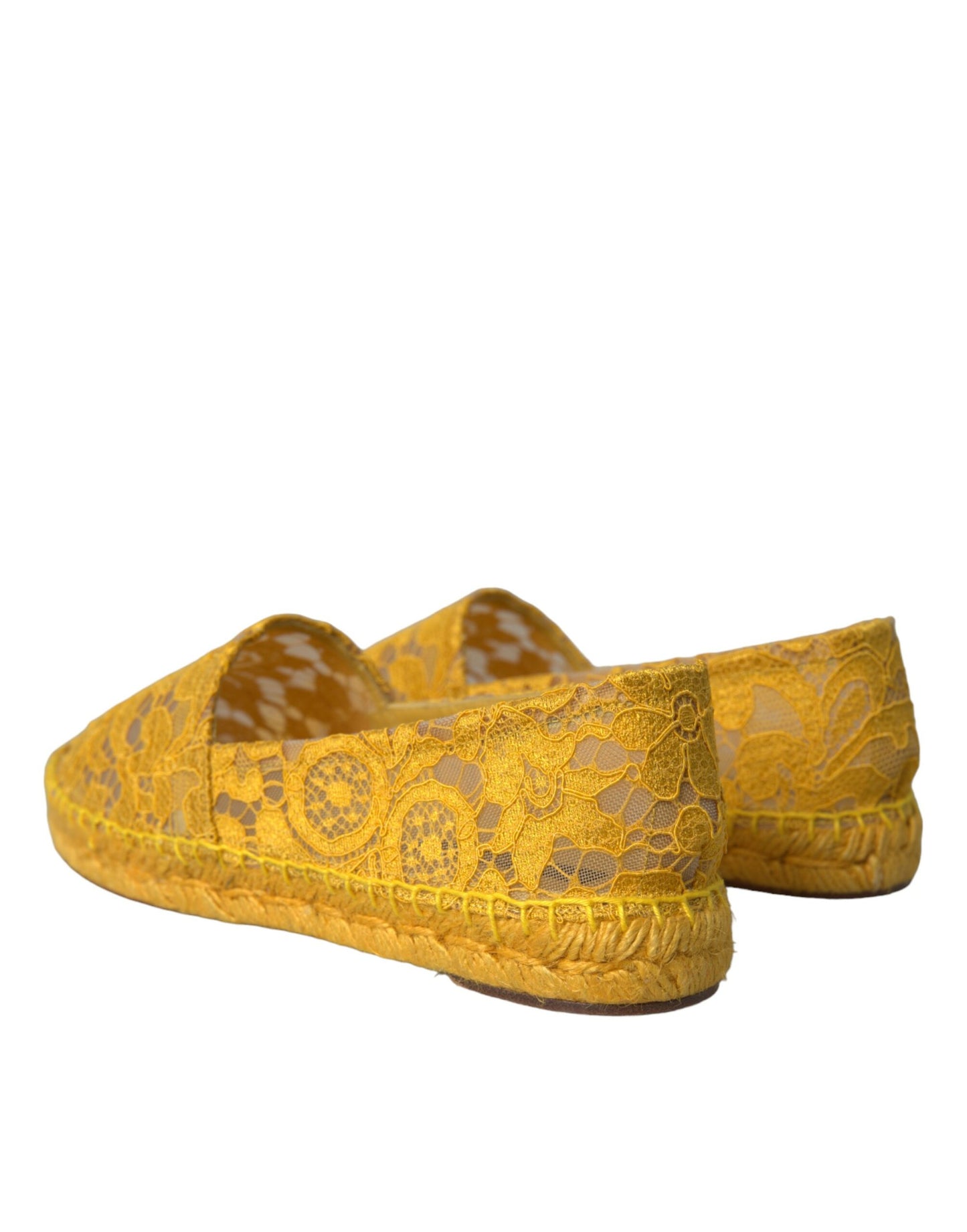 Dolce &amp; Gabbana Gul Taormina Spets Espadrille Loafers Flats Skor