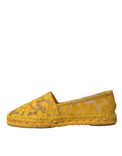 Dolce &amp; Gabbana Gul Taormina Spets Espadrille Loafers Flats Skor