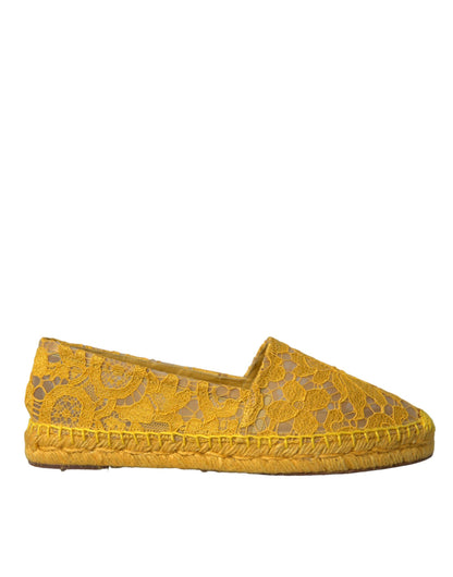 Dolce &amp; Gabbana Gul Taormina Spets Espadrille Loafers Flats Skor