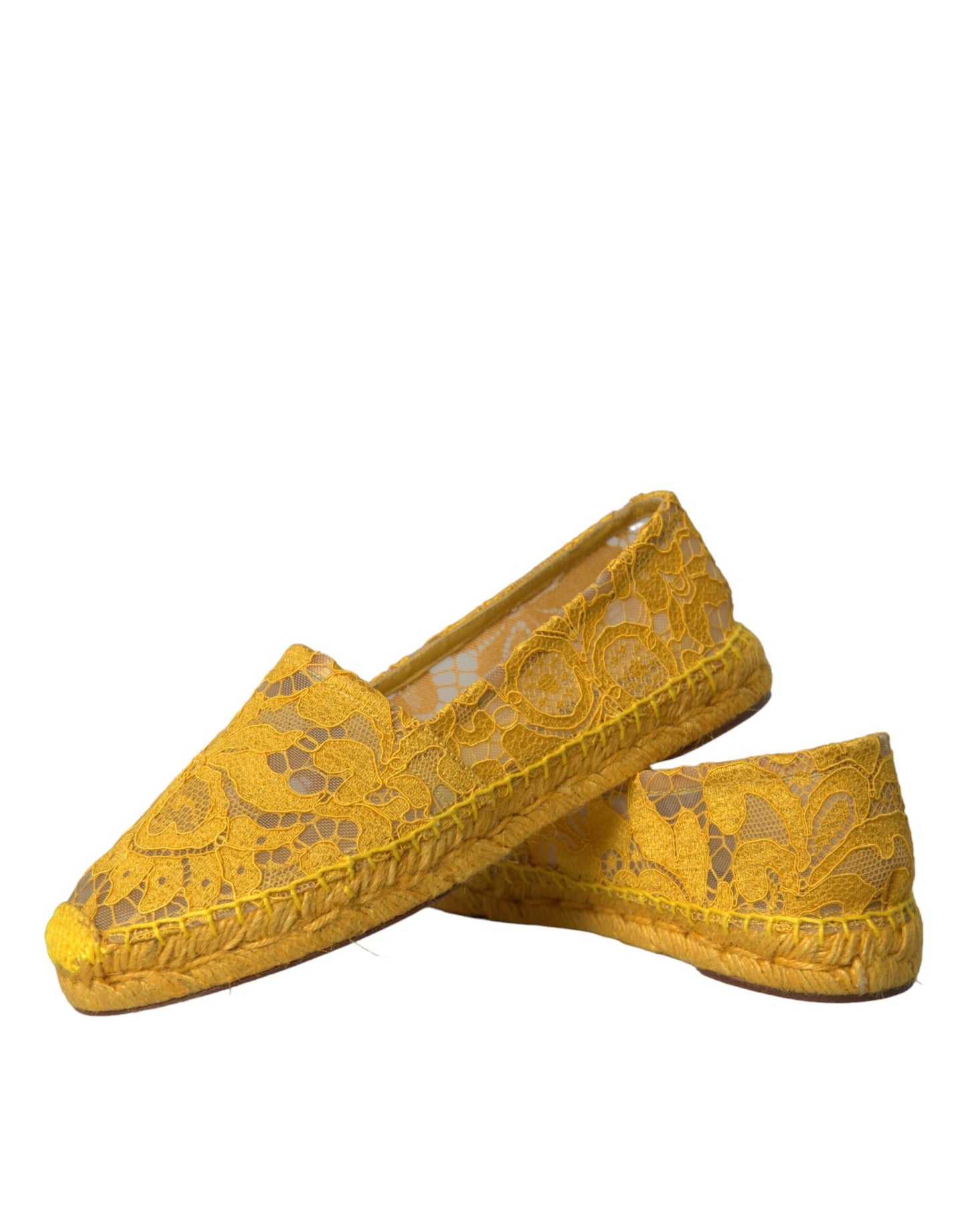 Dolce &amp; Gabbana Gul Taormina Spets Espadrille Loafers Flats Skor