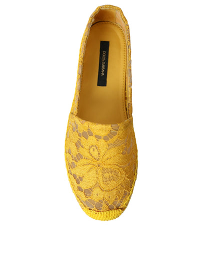 Dolce &amp; Gabbana Gul Taormina Spets Espadrille Loafers Flats Skor