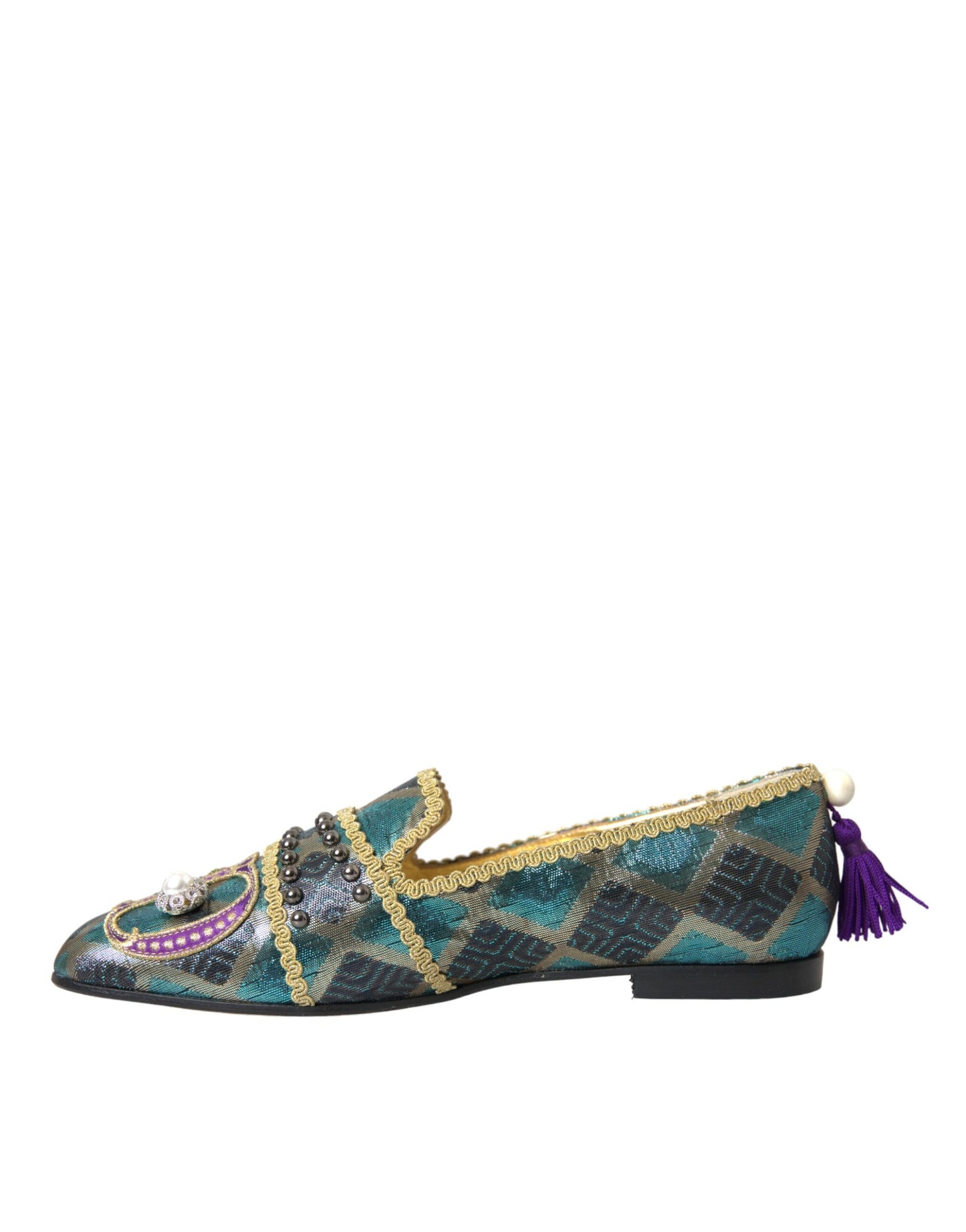 Dolce &amp; Gabbana Multicolor Jacquard Embellished Loafers Skor