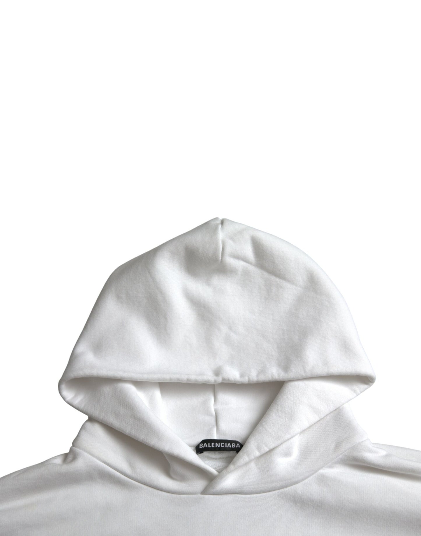 Balenciaga White Cotton Logo Hood Pullover Sweatshirt Sweatshirt