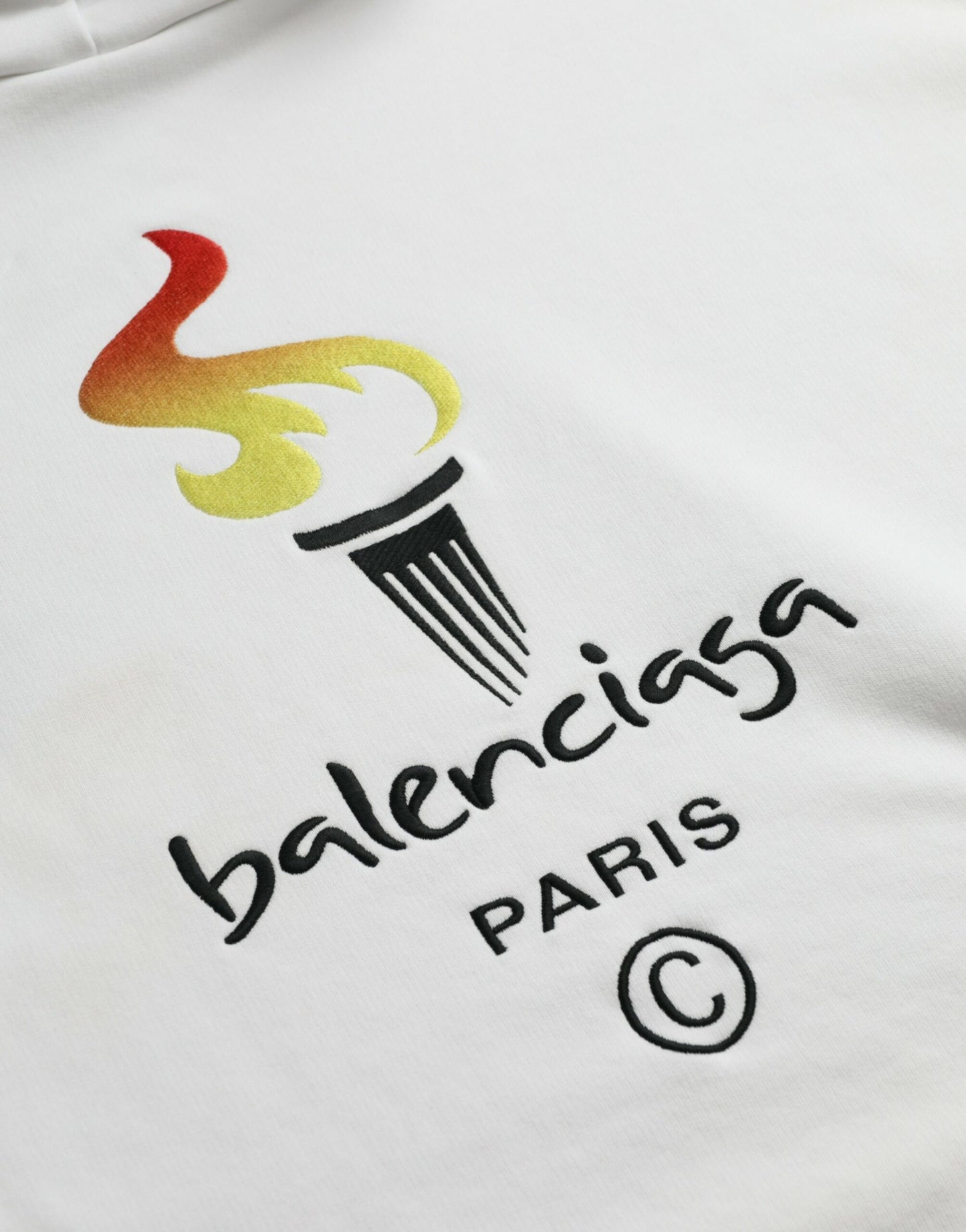 Balenciaga White Cotton Logo Hood Pullover Sweatshirt Sweatshirt