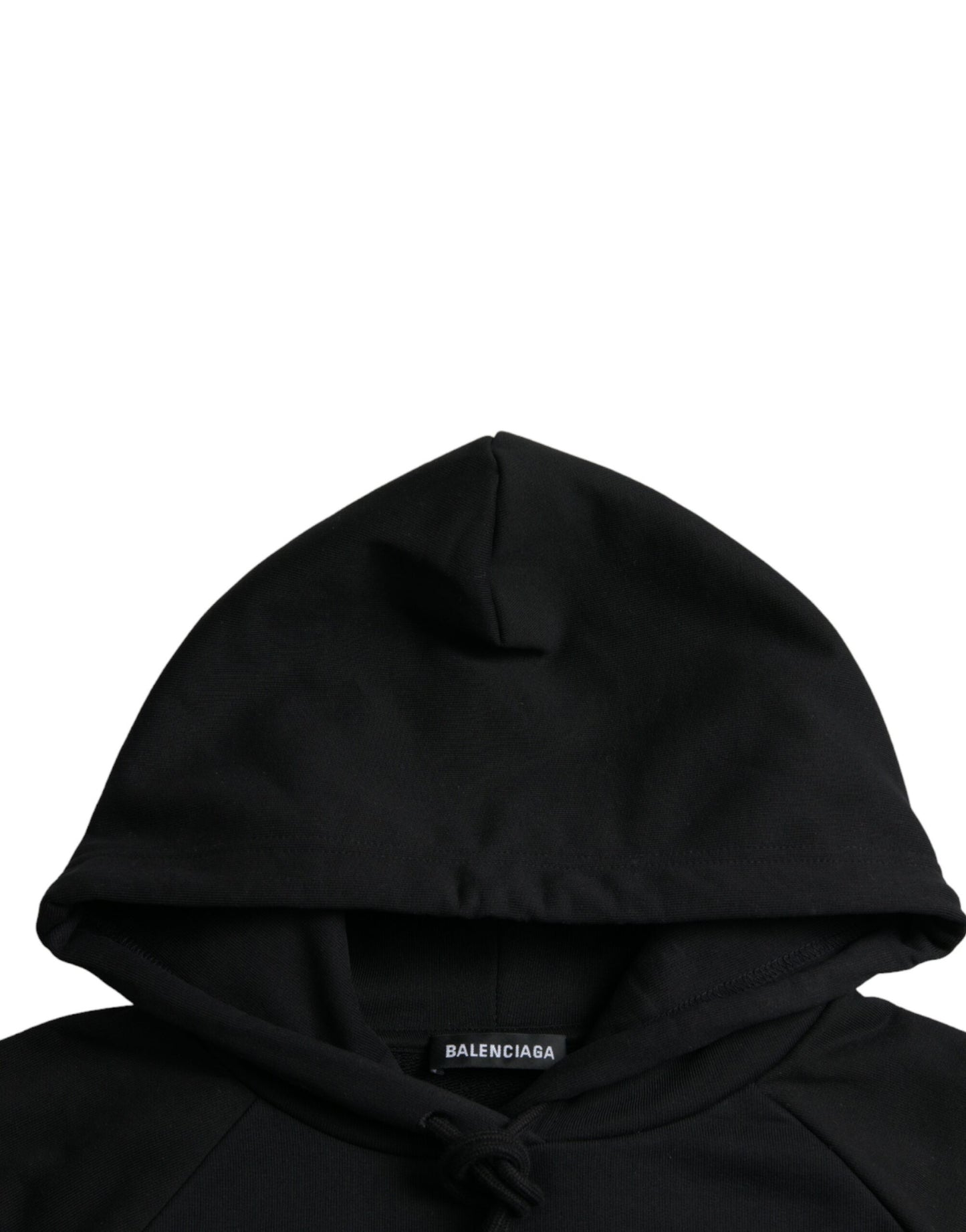 Balenciaga Black Cotton Logo Hood Pullover Sweatshirt Sweatshirt