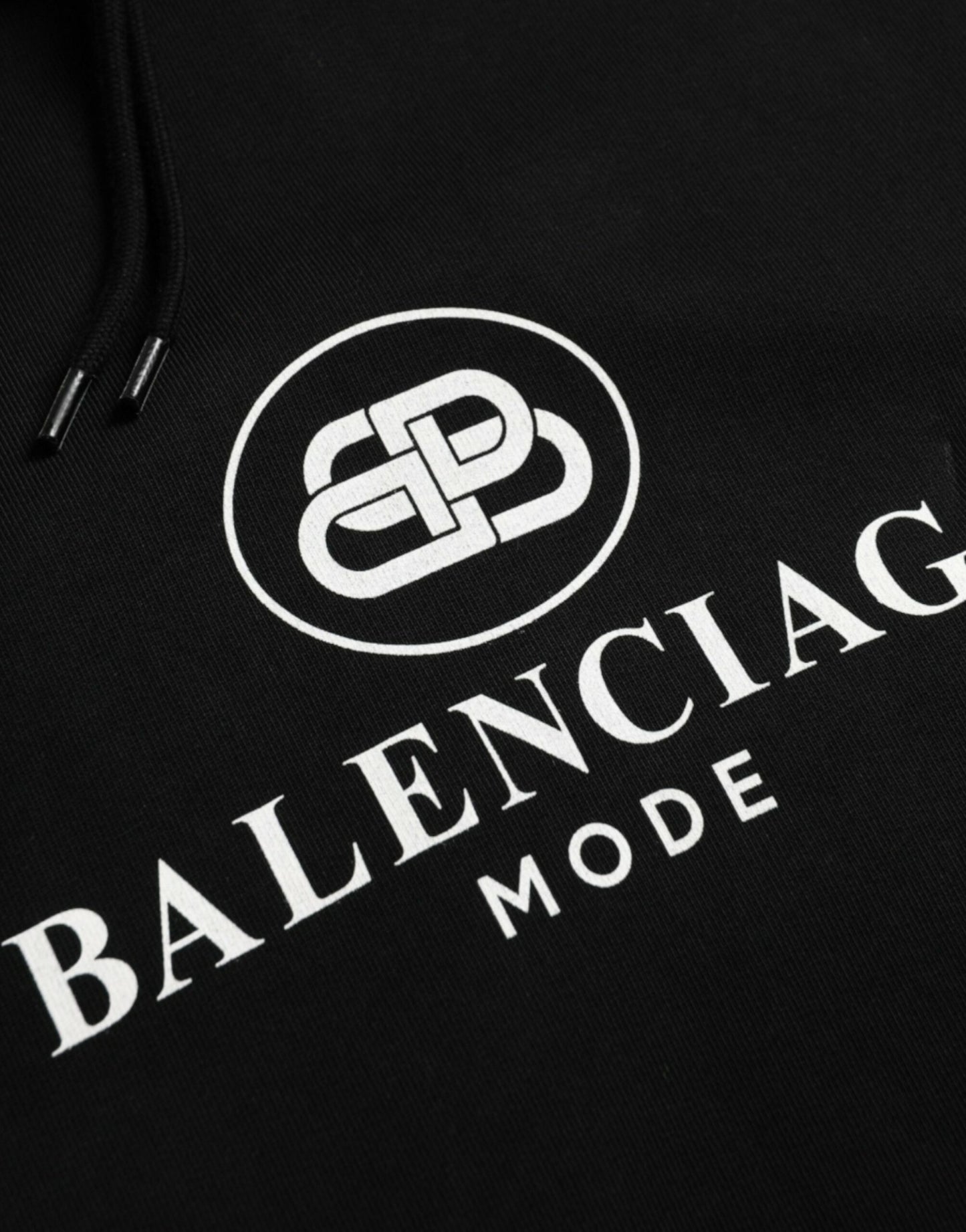 Balenciaga Black Cotton Logo Hood Pullover Sweatshirt Sweatshirt