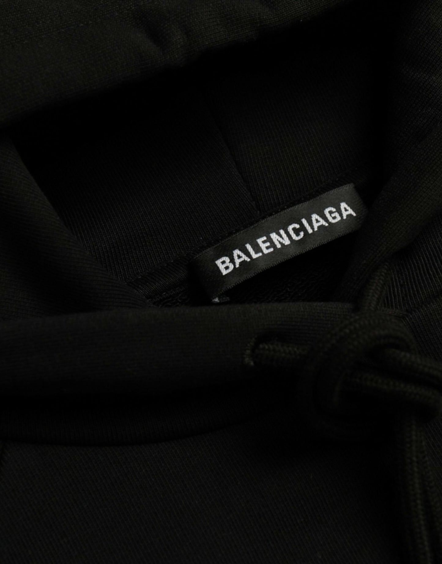 Balenciaga Black Cotton Logo Hood Pullover Sweatshirt Sweatshirt